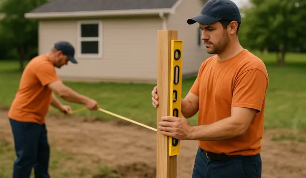 2 male fence contractors building a new fence from Dallas Fence Company in Dallas, TX - dallas fence installation