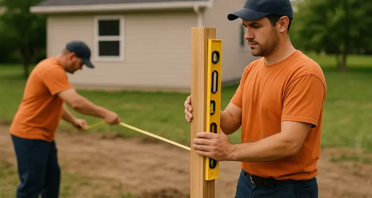 2 male fence contractors building a new fence from Dallas Fence Company in Dallas, TX - dallas fence installation