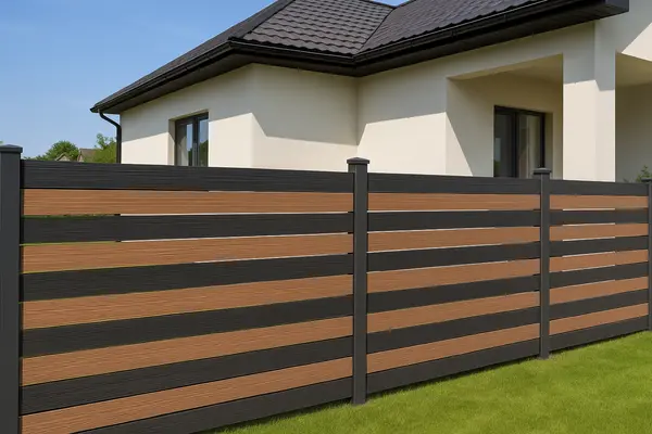 a house featuring a modern style fence around it from Dallas Fence Company in Denton, TX - Denton TX a house featuring a modern style fence around it from Dallas Fence Company in Denton, TX - Denton TX