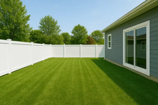 a house featuring a white vinyl fence from Dallas Fence Company in Dallas, TX - wood fence repair a house featuring a white vinyl fence from Dallas Fence Company in Dallas, TX - wood fence repair